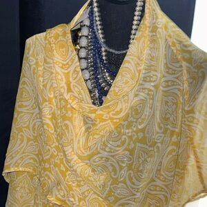 Lane Bryant Yellow & White Paisley Scarf-Style Toplet